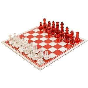  Red Glass Chess Set Pieces and Board Toys & Games