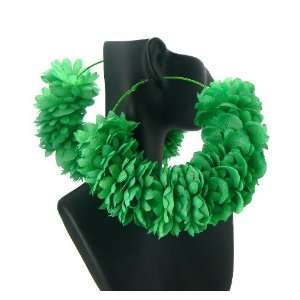 Green Basketball Wives Flower Shape Hoop Earrings Lady Gaga Paparazzi