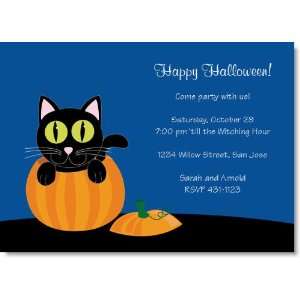  Kitten In The Pumpkin Halloween Party Invitations
