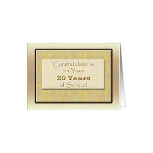 Employee Congratulations 20 year Anniversary of Service, gold design 