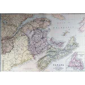 Blackie 1882 Antique Map of Part of Quebec, Nova Scotia, New Brunswick 