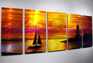 Abstract metal art Wall hanging painting sculpture Sunset scene by 