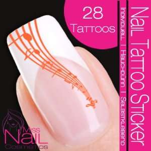  Nail Tattoo Sticker Music / Notes   orange Beauty
