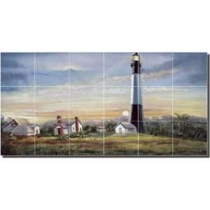 Lighthouse by Wanta Davenport   Artwork On Tile Ceramic Mural 12.75 x 