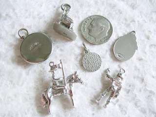 Vintage SPACEMAN MOUNTY SCHOLAR TRAVEL sterling charms  