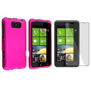 Pink Snap on Rubberized Case for HTC Titan, Bonus Clear 