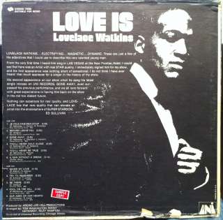 LOVELACE WATKINS love is LP VG+ UNI 73068 Vinyl 1969 Promo Record 