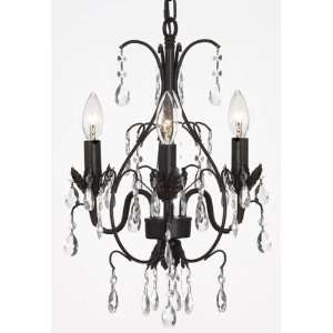   WROUGHT IRON CRYSTAL CHANDELIERS H18 X W14