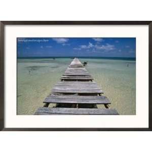 Wooden Pier with Broken Planks, Ambergris Caye, Belize Scenic Framed 