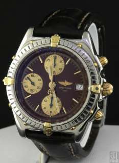   SS/18K GOLD AUTOMATIC CHRONOGRAPH MENS WATCH W/ MAROON DIAL  