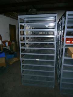 Used Heavy Duty Adjustable Shelving Units Filled w/Cardboard Totes 