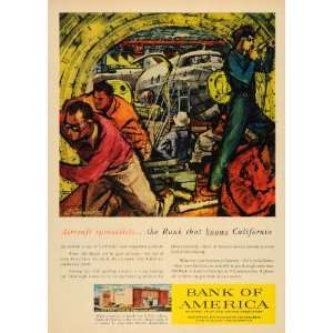 1957 Ad Bank America Working Aircraft Specialist Art   Original Print 