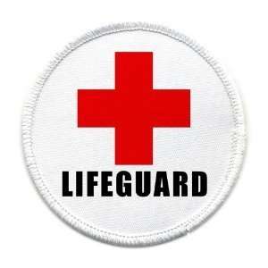   Cross Red Pool Safety Alert 4 Inch Sew on Patch Arts, Crafts & Sewing