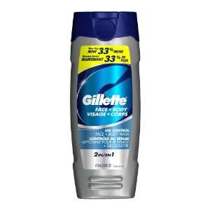   Gillette Oil Control Face and Body Wash, 16 Ounce (Pack of 2) Beauty