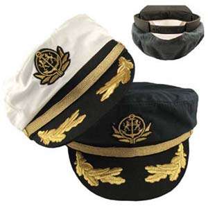 Deluxe Yacht Captains Hat   White  