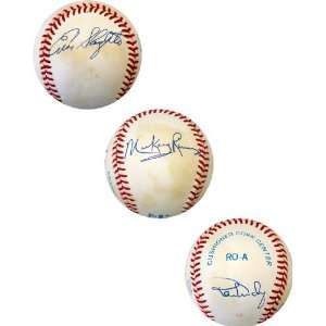  Ron Guidry Autographed Ball   Enos Slaughter & Mickey 