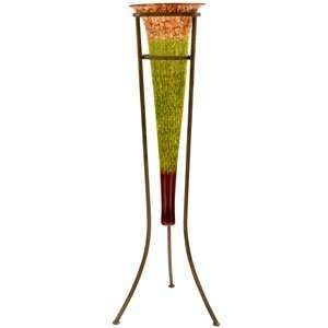   Glass Small Amphora Vase With Iron Tripod Stand Patio, Lawn & Garden
