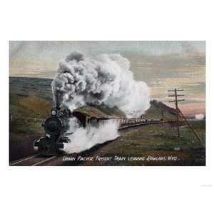 Rawlins, Wyoming   Union Pacific Freight Train View Premium Poster 