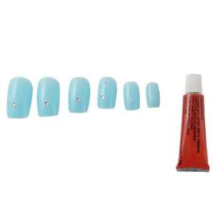   12 Pcs Sky Blue Artificial Fingernails False Nails Tips Beauty