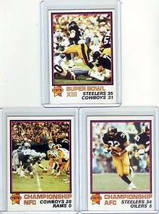 1979 Topps Super Bowl XIII, AFC NFC Championship Three Card Lot  