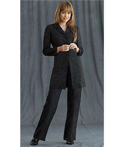 Monroe Main Brand New Womens Black Classic Pinstripe Pant Suit Plus 