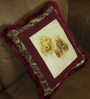 Pair of Afghan Hounds~Afghans~ Dogs Vtg. Print Pillow  