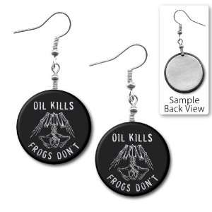 OIL KILLS FROGS DONT Gulf bp Spill Relief 1 inch Fish Hook Dangle 