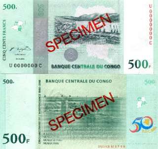 Congo 500 Francs 2010 P NEW UNC Commem. SPECIMEN  