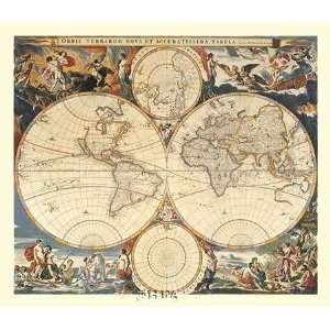  Map of the World by Nicolaes Visscher. Size 20.50 X 17.50 