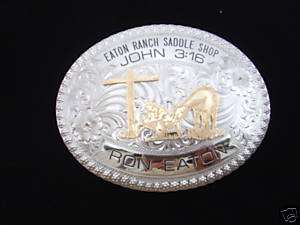 Wage Silversmith Praying Cowboy Silver Rodeo Buckle  