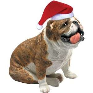    Bulldog brindle w/Santa Hat ornament Sandicast Toys & Games
