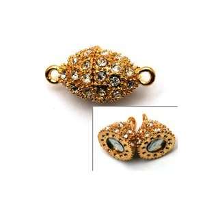  Gold Colored Magnetic Faberge Clasp with Crystals 12x25mm 