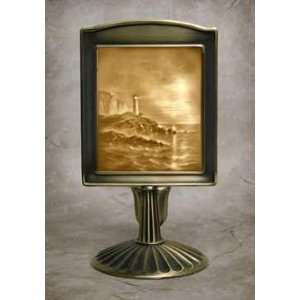  Light House Lithophane Mantle Stand Antique Brass