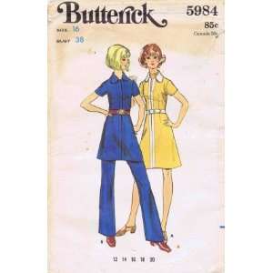  Butterick 5984 Vintage Sewing Pattern Misses Dress Pants 