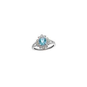  ZALES Blue Topaz and Diamond Accent Vintage Floral Ring in 