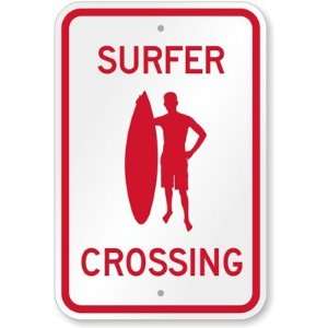  Surfer Crossing Sign Diamond Grade, 18 x 12 Office 