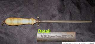VOLK   STAHL 1960s sharpening STEEL 8 inch with wooden handle 13 inch 