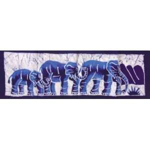  Small African Batik   Elephant Family 28 x 9
