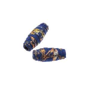  Batik Beauties Fabric Beads Navy w/ Gold Metallic Accent 1 