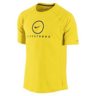 Livestrong Nike Mens Dri Fit UV Miler Running Shirt Yellow XL  