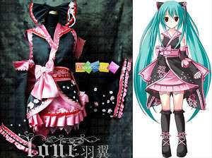 VOCALOID Hatsune Miku Sakura Kimono Lolita Cosplay  