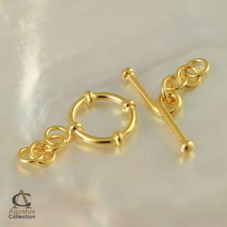 925 SILVER Necklace TOGGLE CLASP 3 Micron Gold Plated  