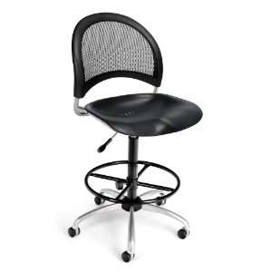  OFM Moon Swivel Plastic Chair and Stool with Drafting Kit Putty 