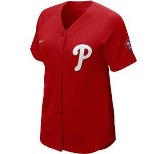   Womens Red 2011 Batter Up Full Button Jersey