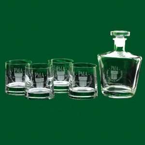   lead free crystal set includes decanter and four double rocks glasses