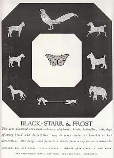 1926 Black Starr & Frost New York City Ad Diamond Ornaments Horses 