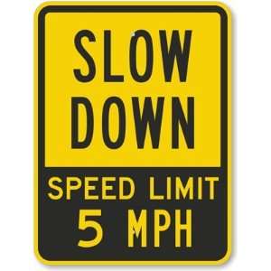  Slow Down   Speed Limit 5 MPH High Intensity Grade Sign 