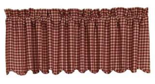Country Burgundy and Tan Lined Window Valance 16x72  