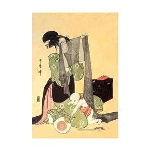  Japanese Mother and Child 12x18 Giclee on canvas