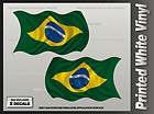 Brazil WAVY Flag Sticker SET (2) 3x1.8 Brazilian Viny